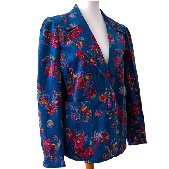 Modcloth XL Blazer Jacket Fall Blue Corduroy Stretch Boho 70s Retro Cottage RARE - Picture 12 of 17